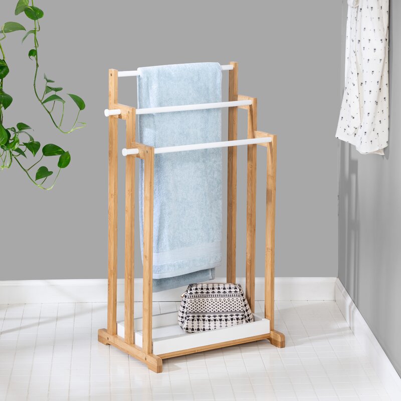 Honey Can Do Bamboo Bath Free Standing Towel Rack Reviews Wayfair   Bamboo Bath Free Standing Towel Rack 